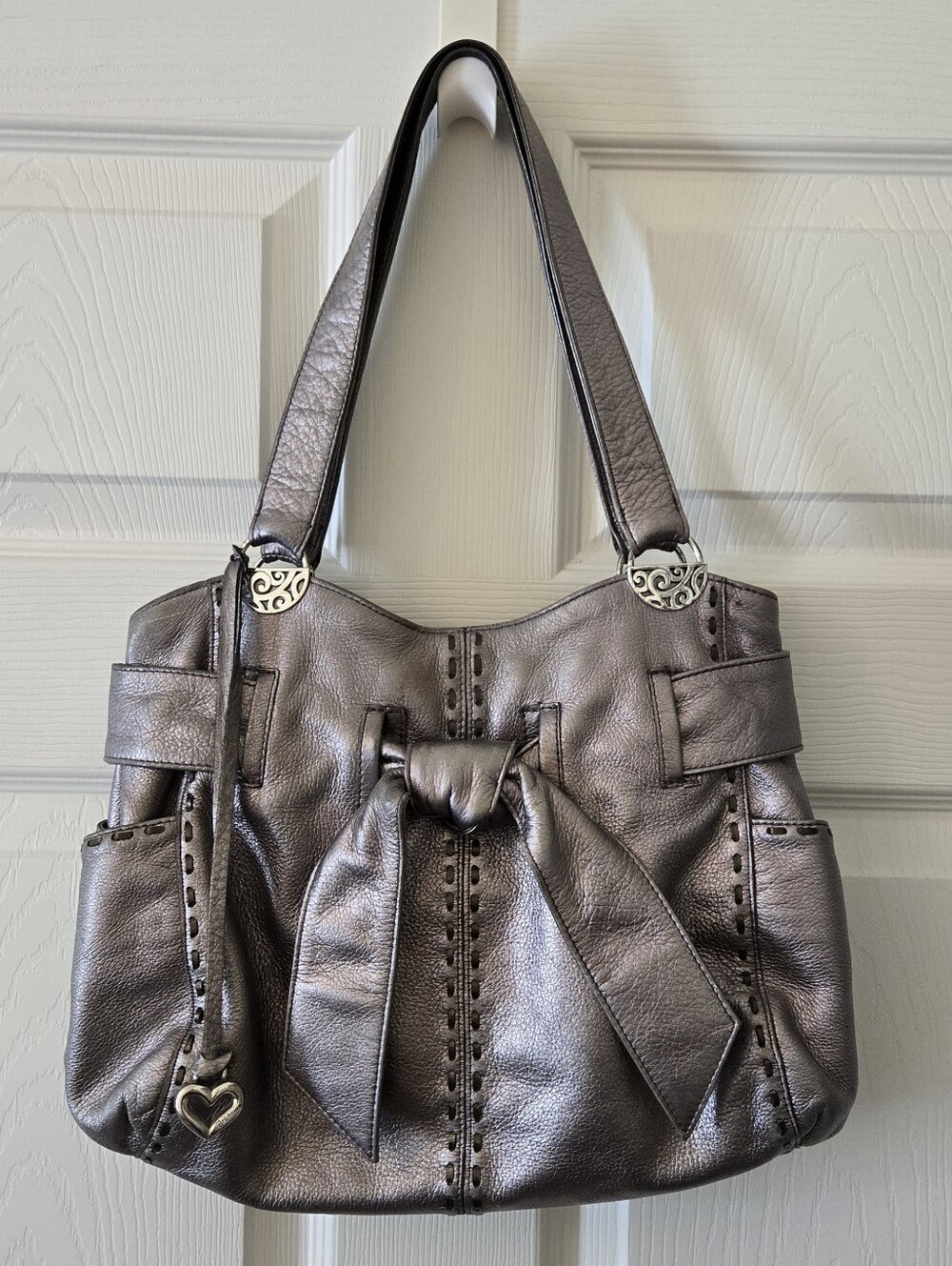 Beautiful Brighton Pewter Large Tote Bag/Purse with Bow Accent